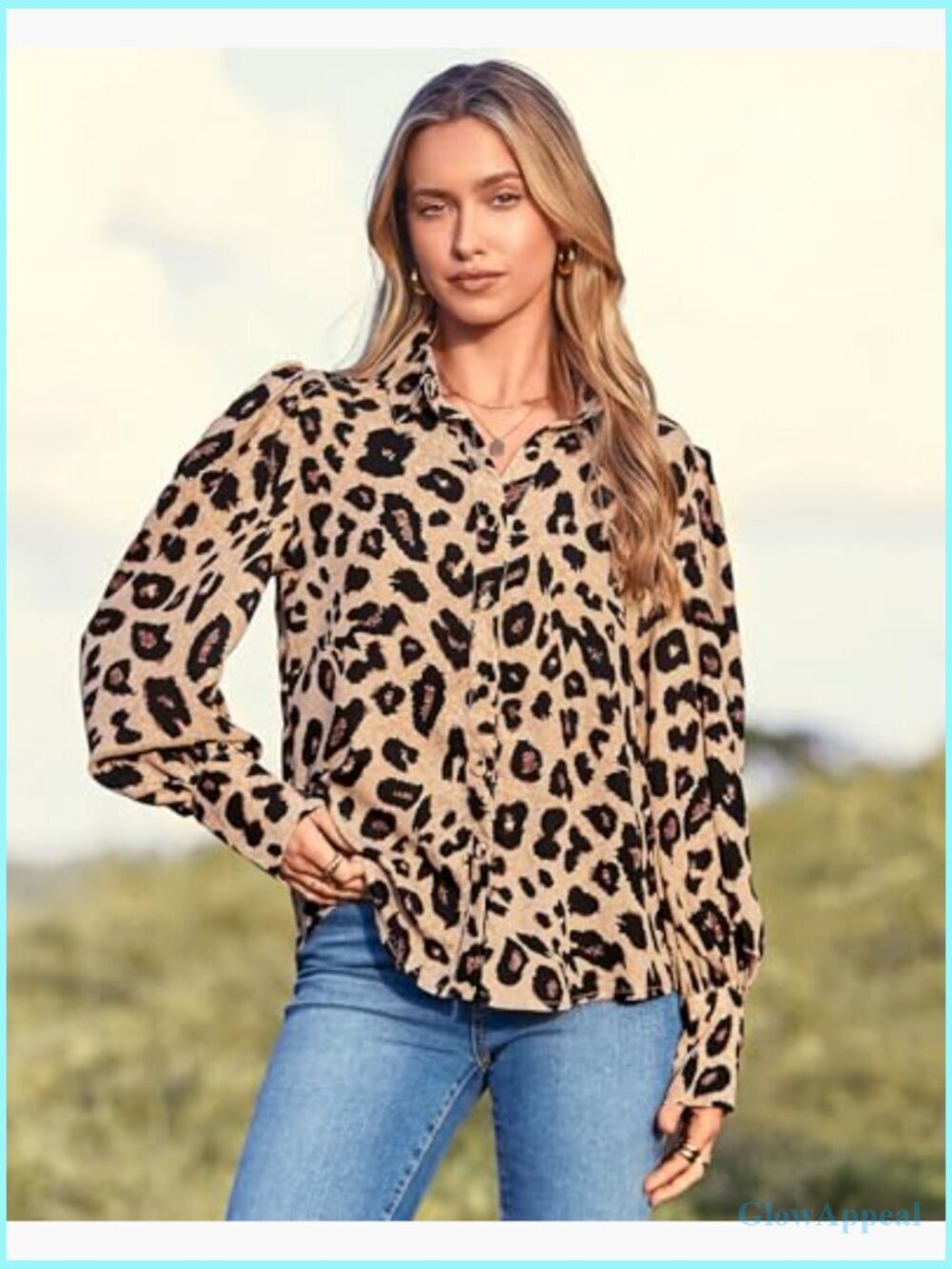 Dressy Casual Long Sleeve Button Down Blouse V Neck Boho Spring Top - Picture 5 of 7